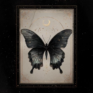 BLACK BUTTERFLY — celestial vignette / junk-journal Luxe Nocturn...