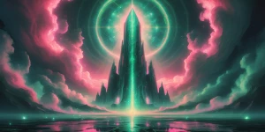 With ethereal hues of electric pinks and neon greens, a phantasm...