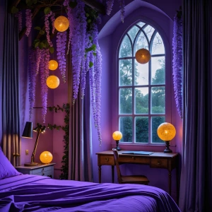 Guest Bedroom 5 — Wisteria Nightfall
Soft lavender tones dominat...