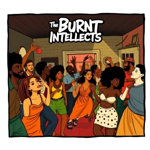 Generate an image of a 12” vinyl album  cover featuring an exagg...