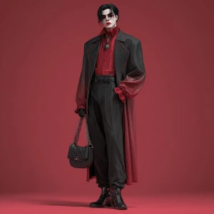 Create an image of a stylish vampire wearing Balenciaga clothing...