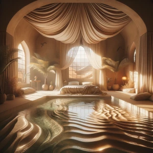 Bedroom 6 – Oasis Silk Room: A dream of movement and serenity, t...