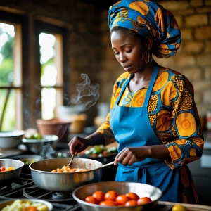 African woman cooking