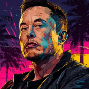 Elon Musk in GTA art style,  Медведь, gta style illustration, ne...