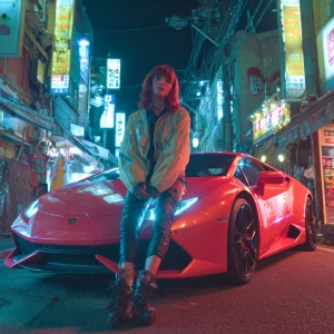 Full body prompt redhead japanese female android human hybrid in...