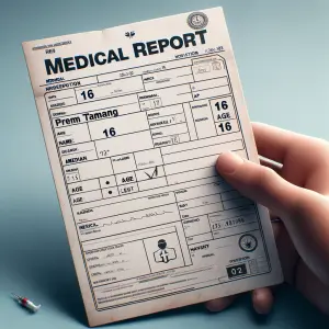Make a medical report name prem tamang age 16 medical name Apoll...