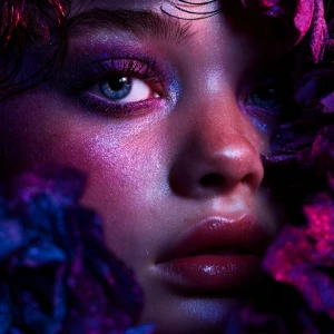 Macro close-up fashion shot of a beauty with the majestic wild r...