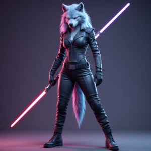 A female star wars oc wolf person with silk fur a cotton candy p...