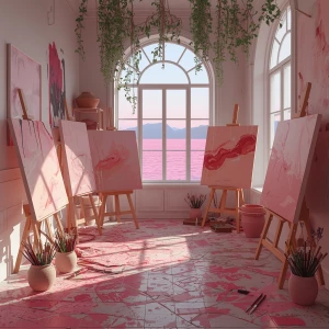 Immerse yourself in the Pinkmist Atelier art studio – a sanctuar...