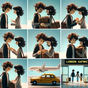 Couple (girl and Boy with dark brown hair, his with a lot of cur...