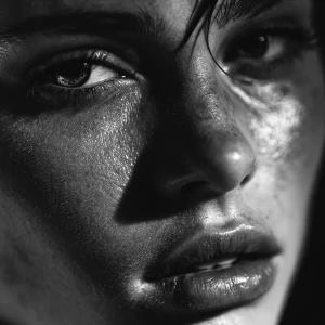 Ultra realistic big close-up portrait of Xenia Tchoumitcheva, bl...