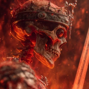 Dark art firey masked skeleton warrior, ultra-detailed, ultra-re...
