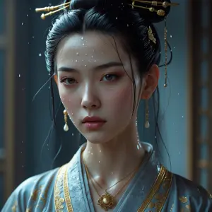 "A hyper-realistic close-up portrait of a stunningly beautiful y...