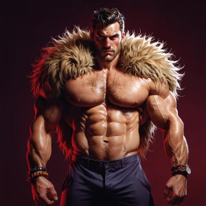 A confident man proudly displays his hairy physique and impressi...