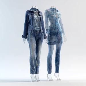 women's jeans and jeans jacket on ghost - transarent not visible...
