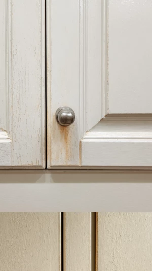 one kitchen cabinet door with slightly dull paint and minor disc...