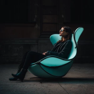 Chaise articulée qui se porte en vêtements design turquoise Gree...