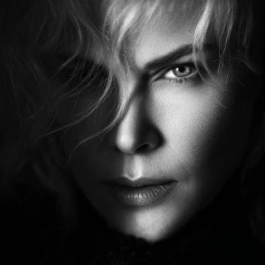 Ultra realistic big close-up portrait of Nicole Kidman, cinemati...
