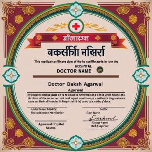 Make an medical certificate   hospital name agarwal hospital doc...