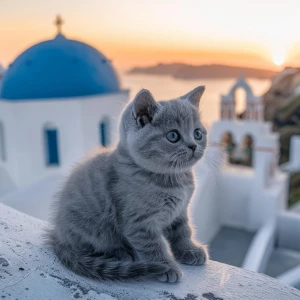 Koko the kitten, adorable gray british shorthair kitten with rou...