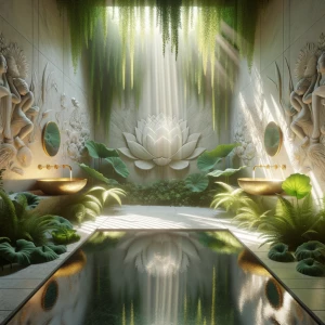 Bathroom 2 – Lotus Reflection Room

A serene retreat of white st...