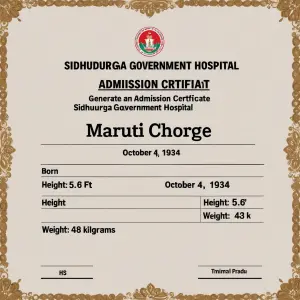 Generate an admission certificate from Sidhudurga Government Hos...