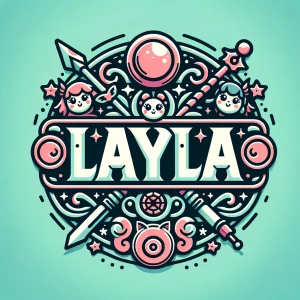 Create a logo with detailed font spelling out the name "LAYLA"....