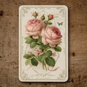 Victorian Mauve Rose Ephemera – Single Journaling Card (Antique...