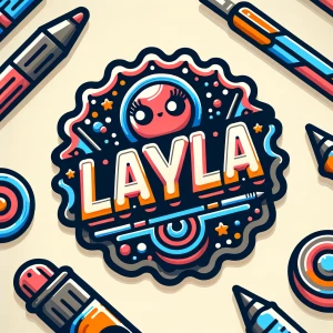 Create a logo with detailed font spelling out the name "Layla"....
