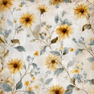 printable junk journal background paper, soft sunflower toss pat...