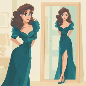 Generate a retro-style image depicting a popular brunette on Pro...