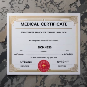 Create a medical certificate with Dr signature and seal for coll...