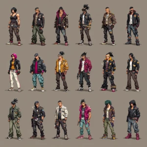 game characters. urban. fighting game. punks. many sprites. 2d....