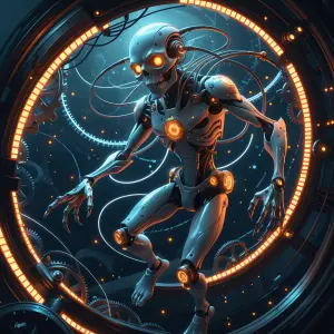 In the depths of a nocturnal steampunk quantum realm, a mysterio...