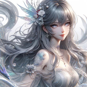 Soft, muted watercolor tones with a cold, misty atmosphere. Focu...