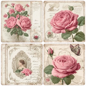 Victorian Mauve Rose Ephemera – 4 Cards (Antique Roses)
Print-r...