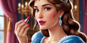 A beautiful princess putting on her lipstick.