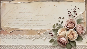 Romantic vintage scrapbook background paper, neutral ivory parch...