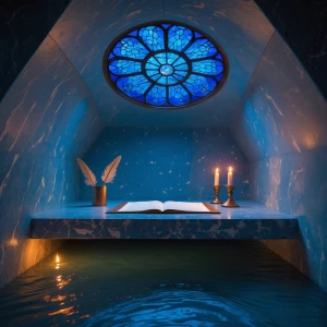 Create an image of a serene writing nook nestled within a lazy r...