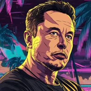 Elon Musk in GTA art style,  , gta style illustration, neon ligh...