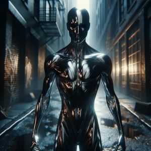 In the dimly lit alley, a forebodingly perfect elemental figure...