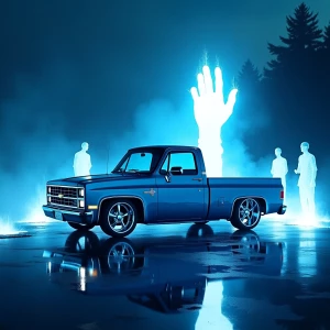 A classic chrome candy cyan blue   1983 C10 truck short whell ba...