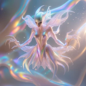 In a shimmering haze of iridescence, a luminous ethereal sonic s...