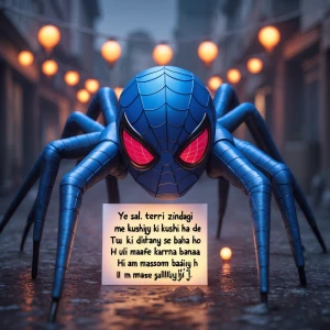 Make a happy new year card  with dhasing cool  anime spider man...