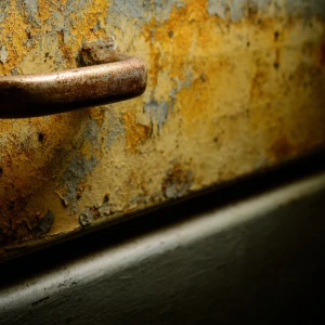 Capture a detailed close-up of a single section of a kitchen cab...