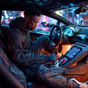 Lamborghini Interface Moment  
Inside the cockpit of a midnight-...