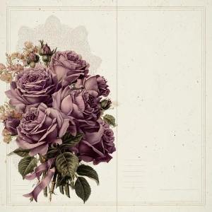 Victorian Mauve Rose Journal Page (Unlined, Side Bouquet Right)...