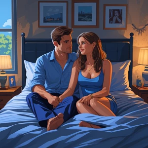 I want me and my girlfriend sitting on the bed