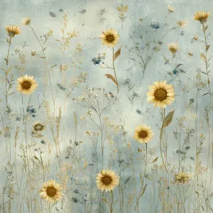 printable background paper, cheerful farmhouse meadow design wit...