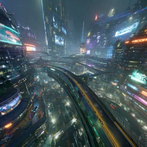 Visualize a dystopian Los Angeles reimagined as a high-tech raci...